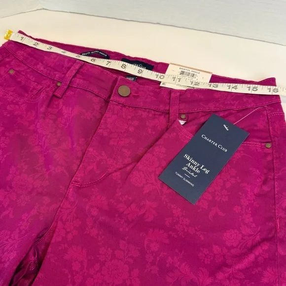 🆕 Women’s Charter Club Pink Fancy Skinny Ankle Pants – Size 12 🆕 - Picture 6 of 16